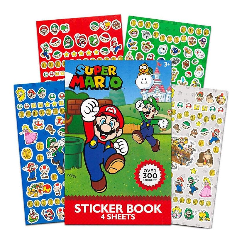 Super Mario 4 Sheet Sticker Pad 300+ Stickers Image