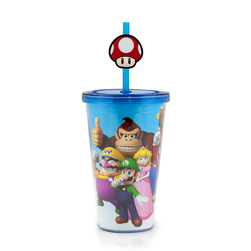 Super Mario Bros. 16oz Travel Cup with Straw Holder Image
