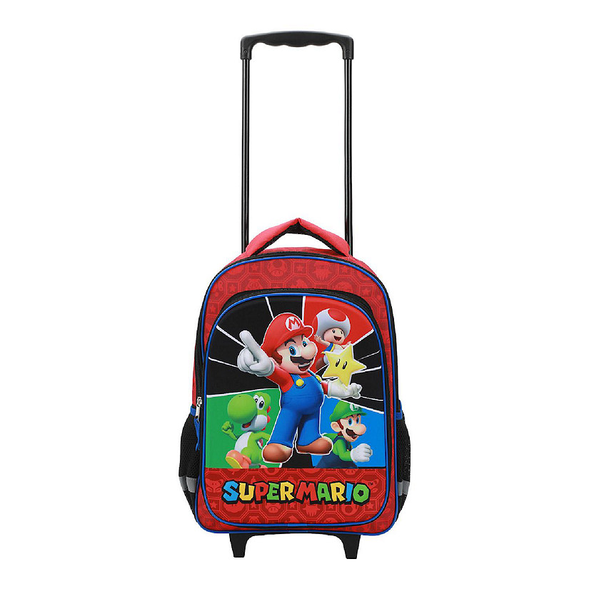 Super Mario Bros 16 Retractable Trolly Backpack with Rolling Wheels Image