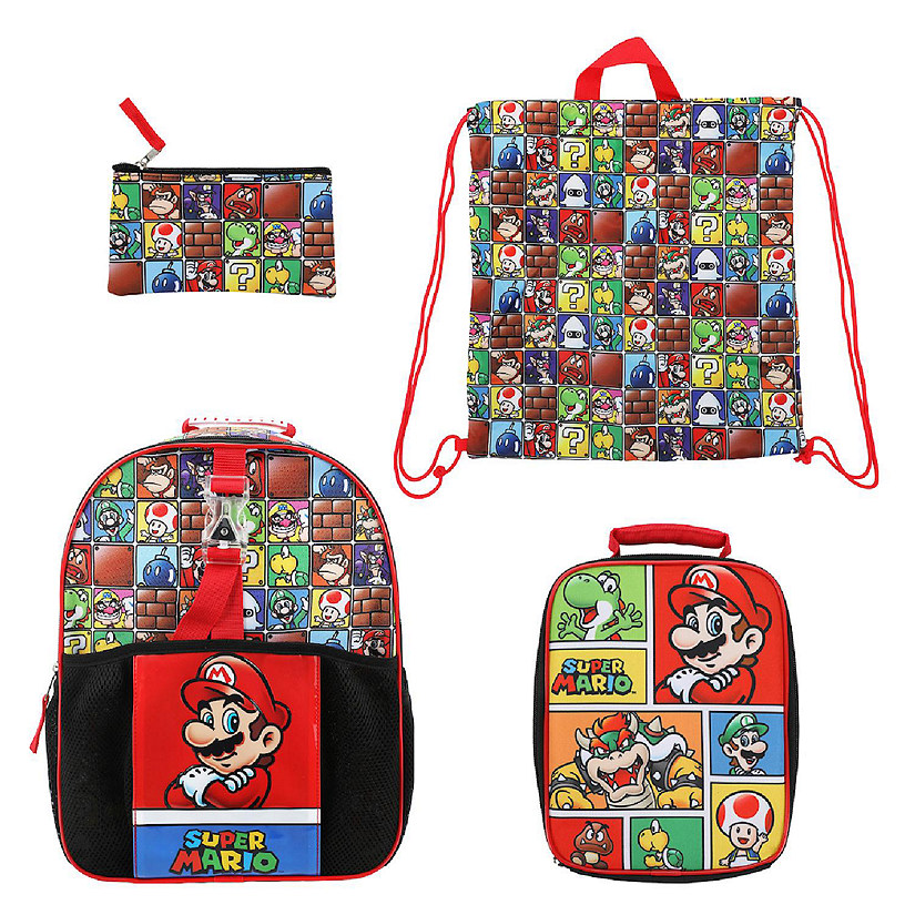 Super Mario Brothers 5-Piece Backpack &amp; Lunchbox Set Image