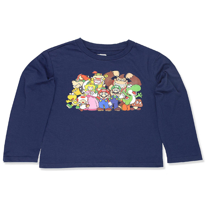 Super Mario Brothers Luigi Kid's Long Sleeve T-Shirt Tee (10-12, Navy) Image
