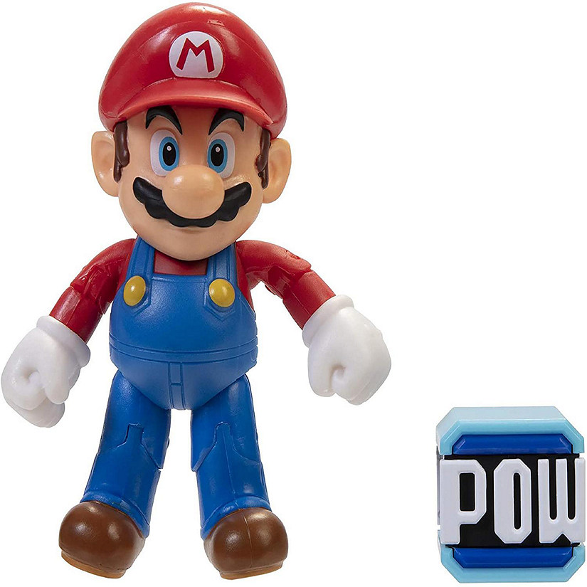 Super Mario World of Nintendo 4 Inch Figure  Mario w/ POW Block Image