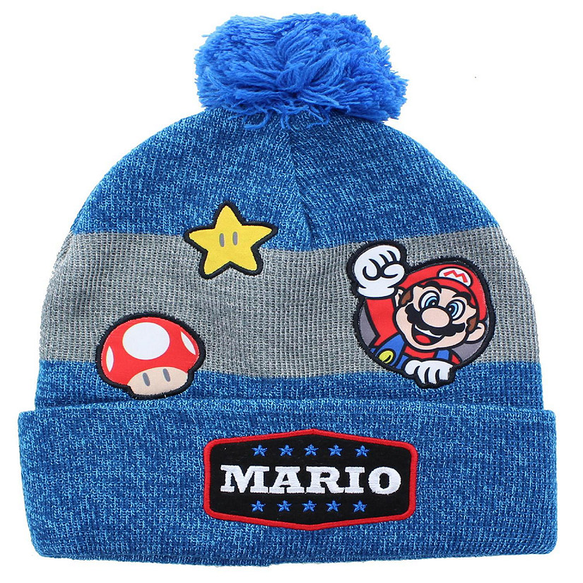 Super Mario Youth Knit Beanie with Patches Image