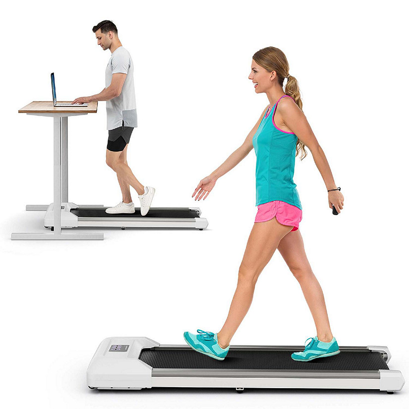 SuperFit 0.6-3.8MPH Walking Pad Under Desk Treadmill with Remote Control and LED Display White Image