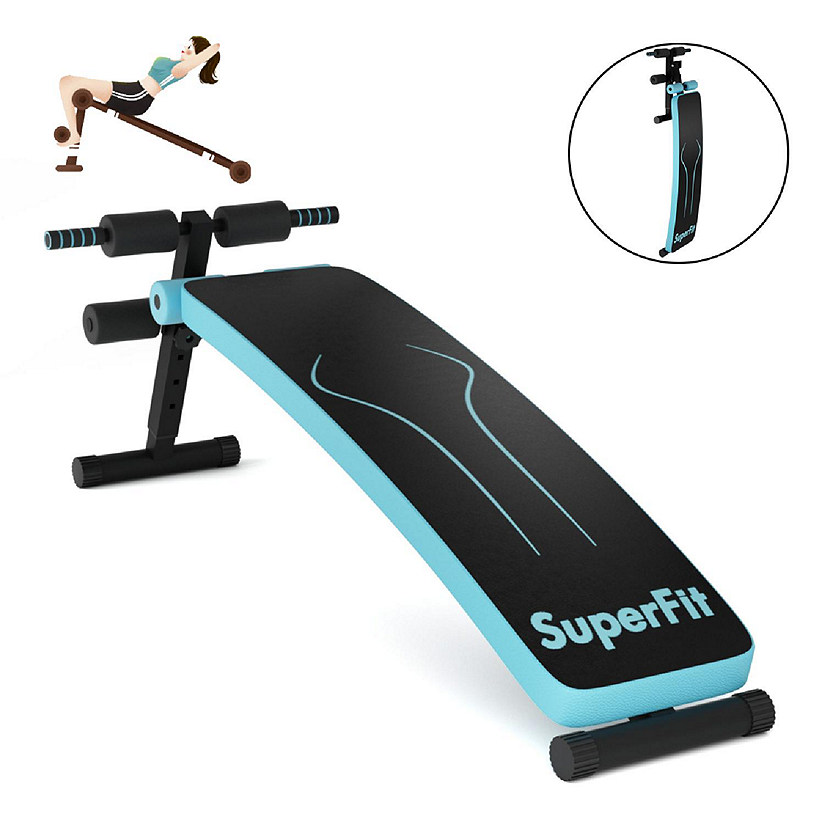 SuperFit Folding Weight Bench Adjustable Sit-up Board Workout Slant Bench Blue Image