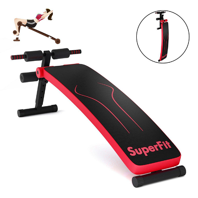 SuperFit Folding Weight Bench Adjustable Sit-up Board Workout Slant Bench Red Image