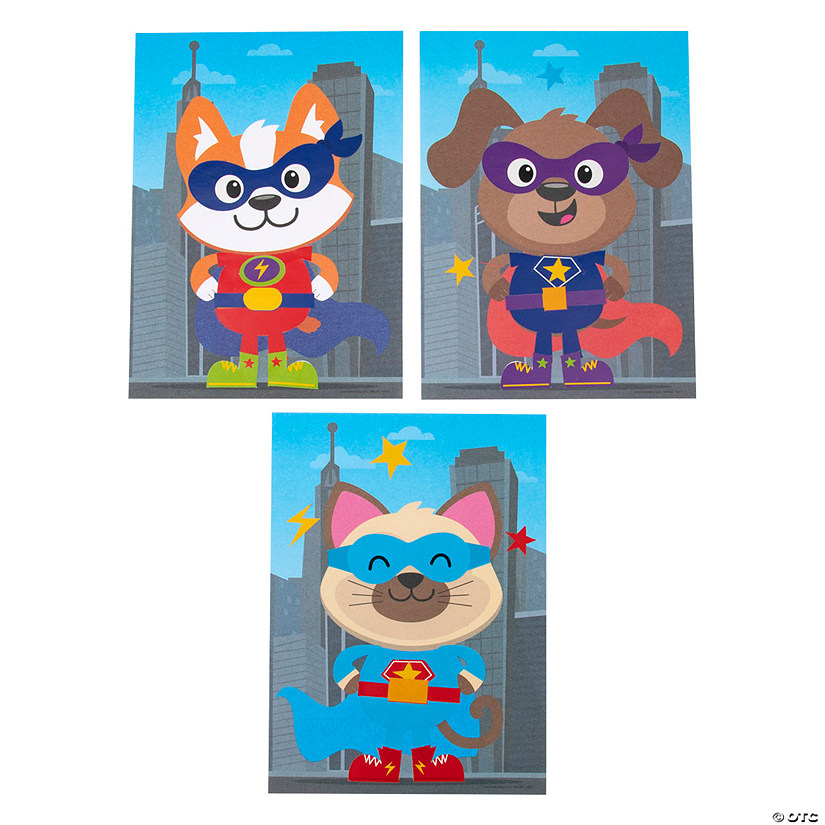 Superhero Animals Sticker Scenes - 12 Pc. Image