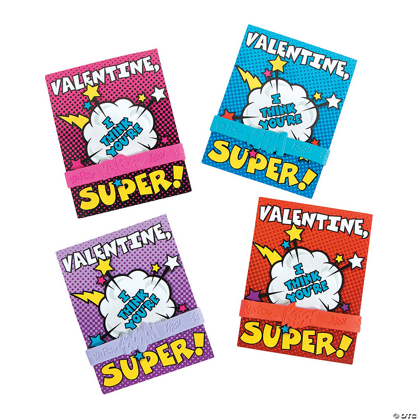 Superhero Bracelet Valentine Exchanges with Card for 24 Image