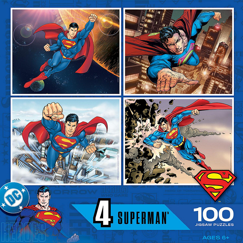 Superman 4-Pack 100 Piece Jigsaw Puzzles Image