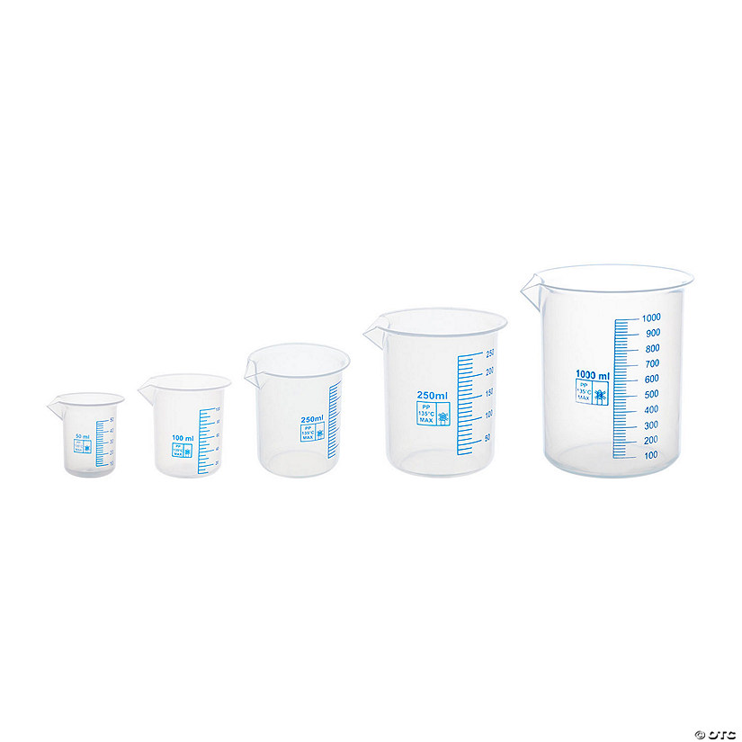 Supertek Beakers, Polypropylene, 50, 100, 250, 500, 1000ml, Set of 5 Image
