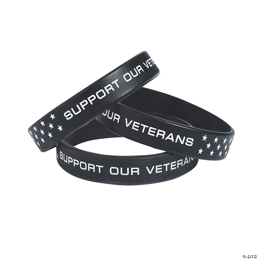Support Our Veterans Rubber Bracelets - 12 Pc. Image