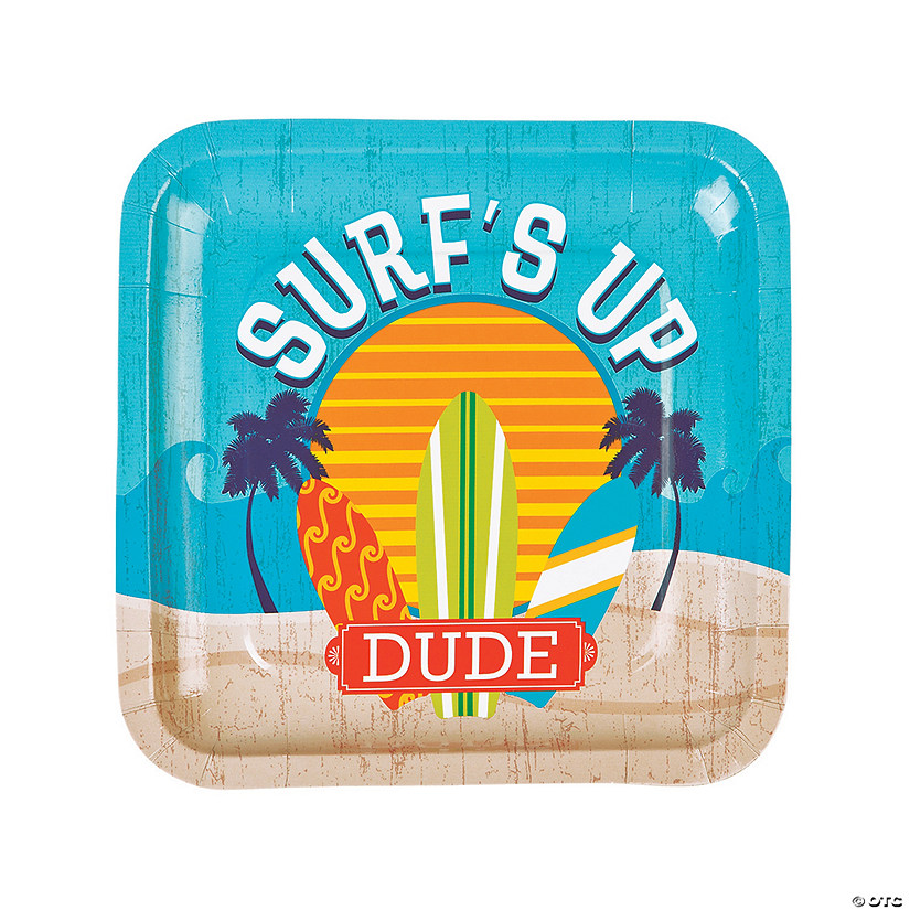 Surf&#8216;s Up Dude Luau Party Paper Dinner Plates - 8 Ct. Image