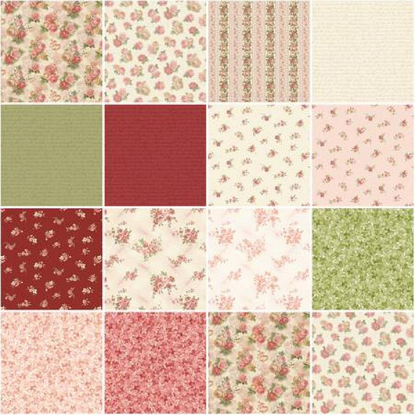 Sweet Blush Rose Floral Fat Quarter Bundle of 14 by P B Textiles Cotton Fabric Image