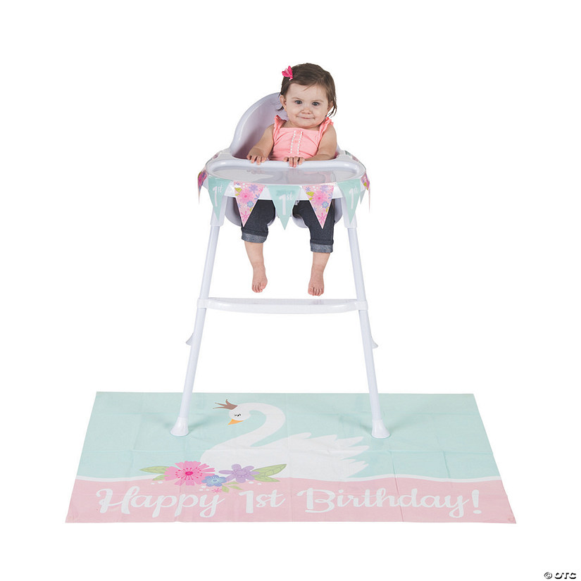Sweet Swan 1st Birthday Party High Chair Decorating Kit - 2 Pc. Image