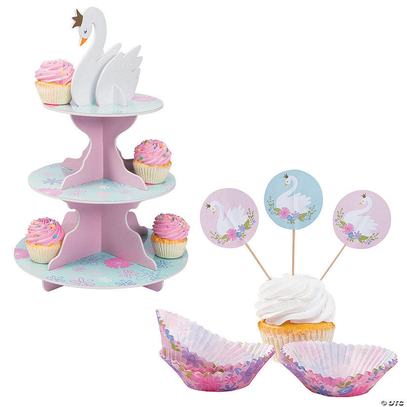 Sweet Swan Cupcake Stand Kit - 101 Pc. Image