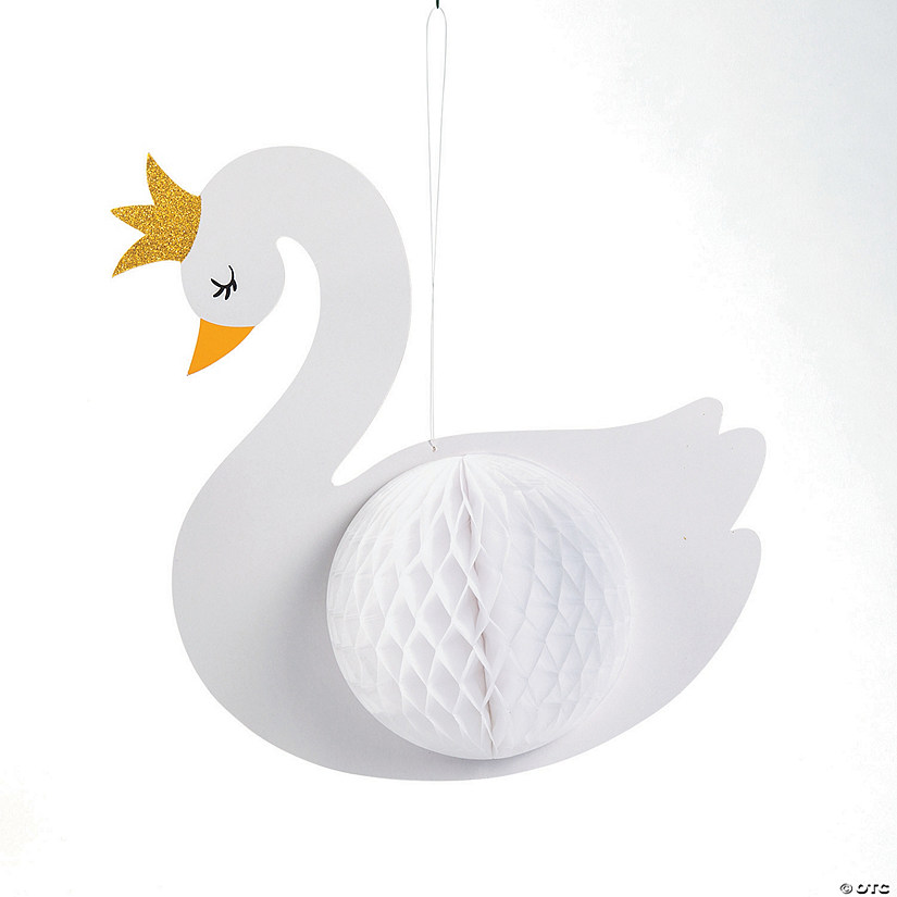 Sweet Swan Hanging Decorations with Tissue Paper - 3 Pc. Image