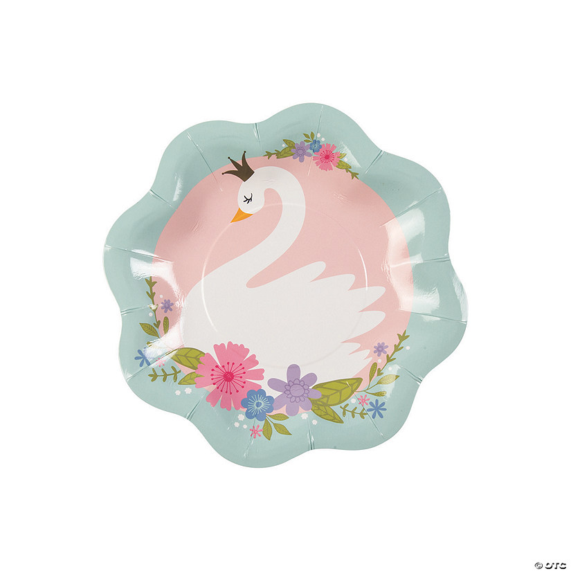 Sweet Swan Scalloped Paper Dessert Plates - 8 Ct. Image
