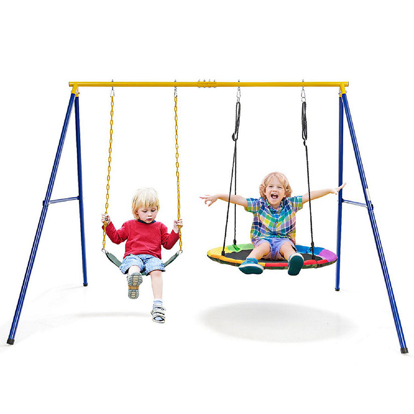 Swing Frame Stand with 2 Swing Set Swing Sets for Backyard w/ Ground