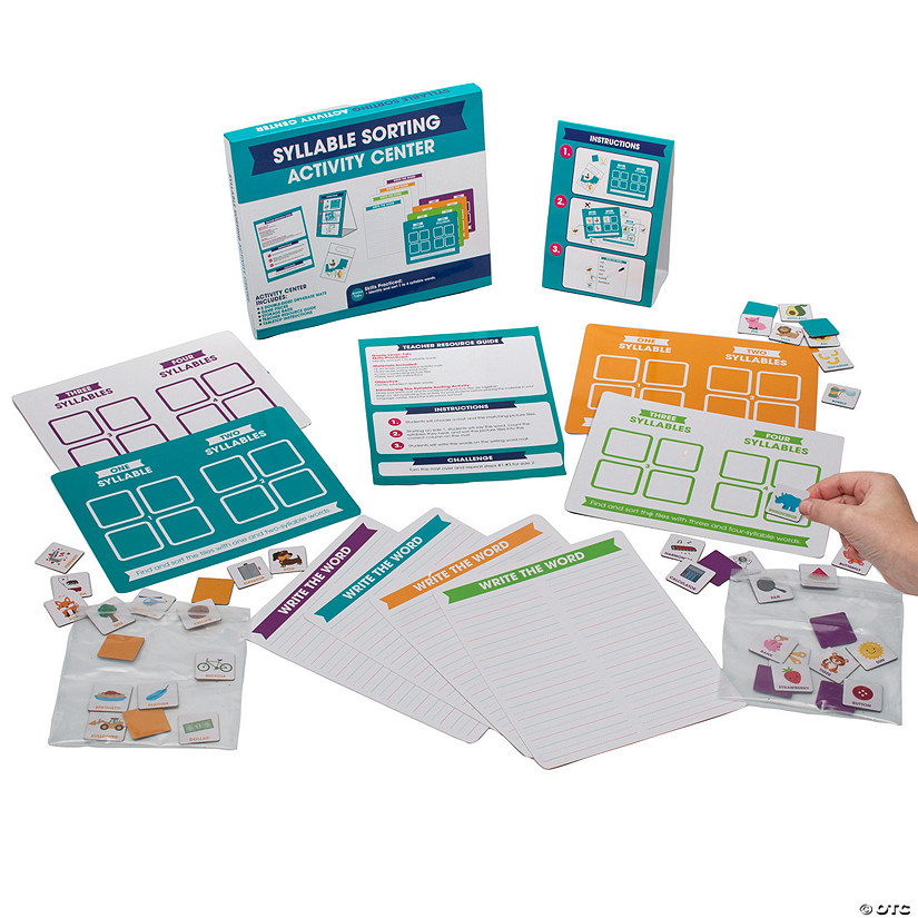 Syllable Sorting &amp; Writing Skills Educational Activity Classroom Center Kit - 18 Pc. Image