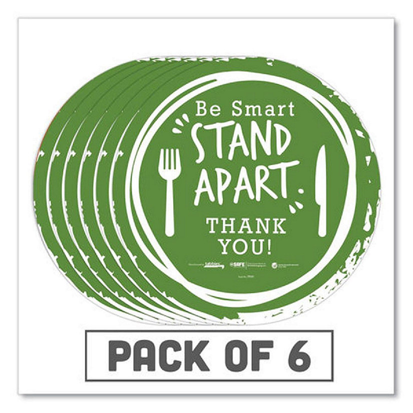 Tabbies 79061 Be Smart Floor Decal Sign - Green & White Pack of 6 Image