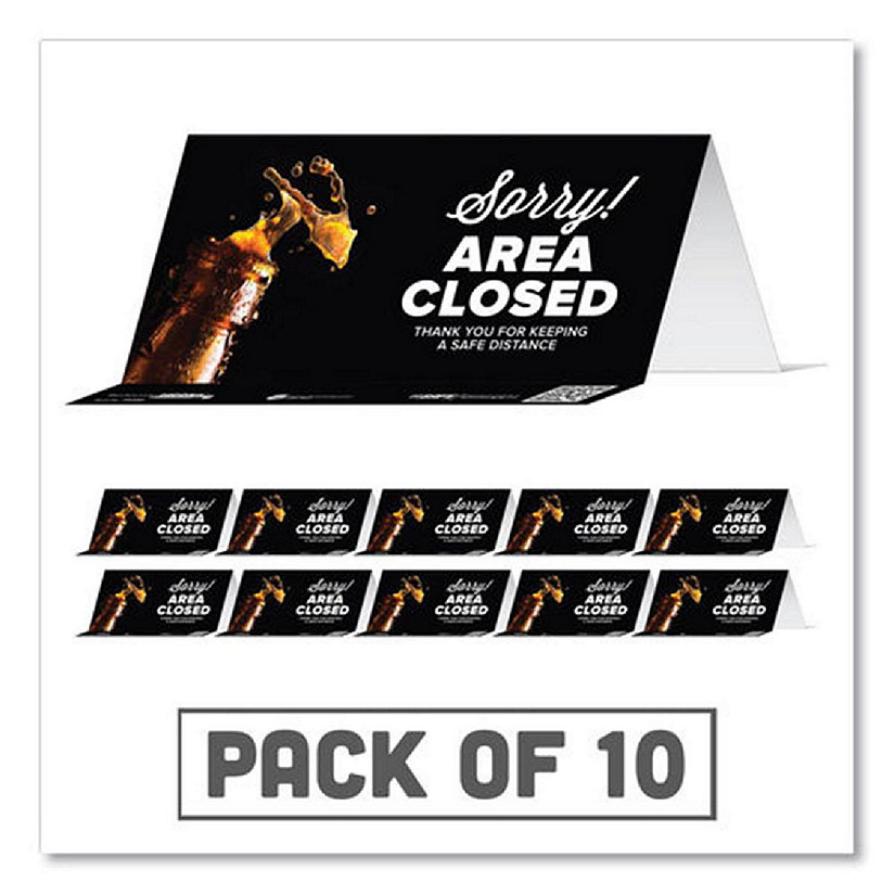 Tabbies 79086 Sorry Area Closed Tent Card Sign, Black - 10 per Pack Image
