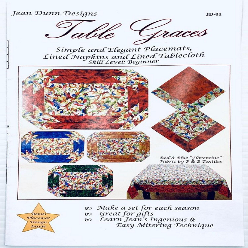 Table Graces Placemat, Napkin, Tablecloth. Pattern by Jean Dunn