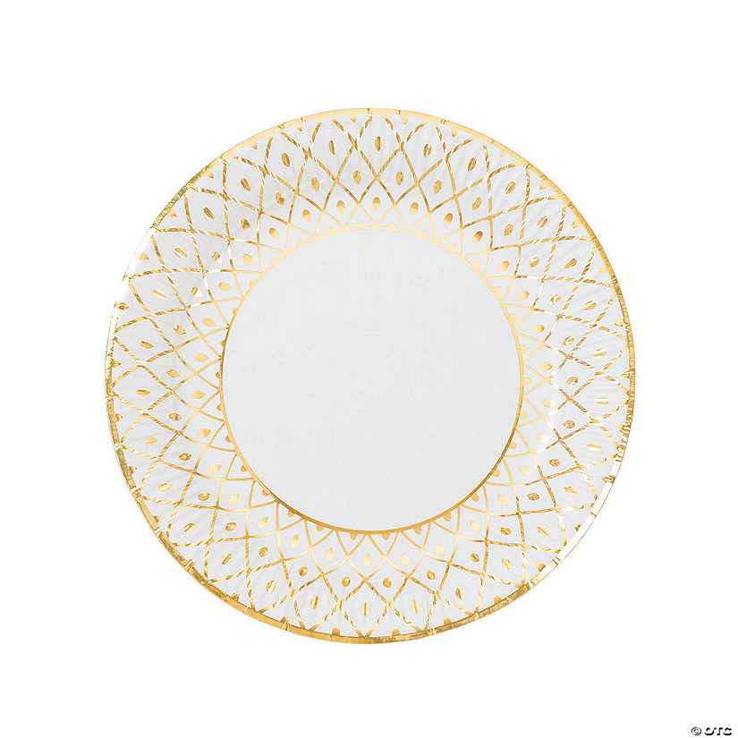 Talking Tables Party Gold Paper Dinner Plates - 8 Ct. Image