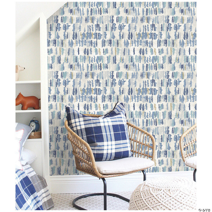 Tamara Day Watercolor Fountain Peel & Stick Wallpaper Blue By RoomMates Image