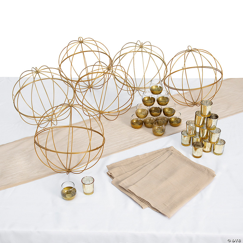 Tan & Gold Accent Centerpiece Kit for 6 Tables Image