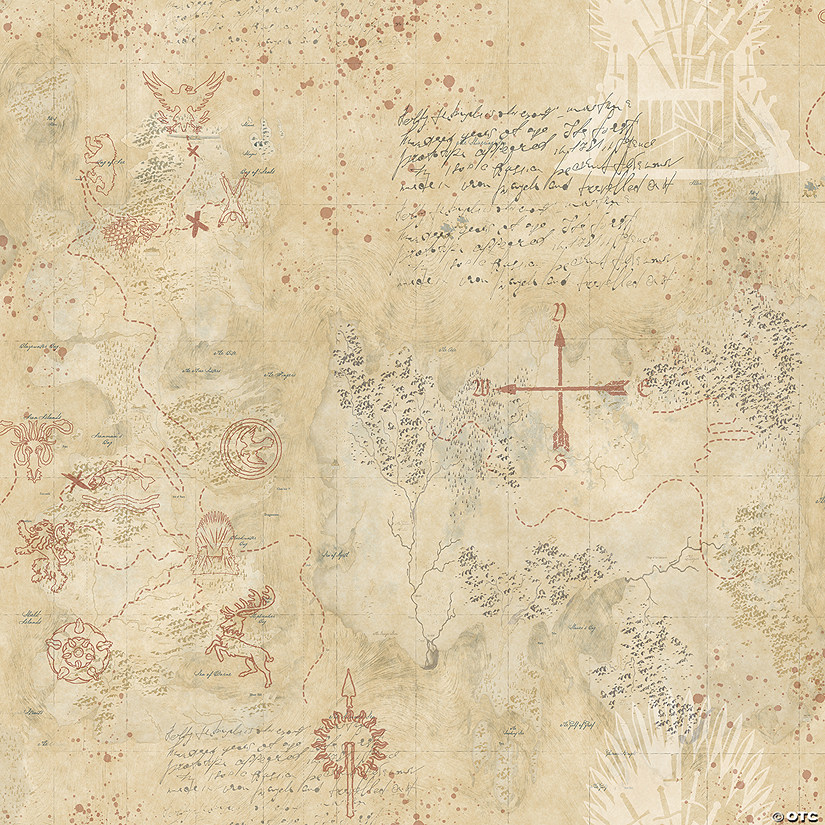 Tan Game of Thrones Map Peel & Stick Wallpaper Image