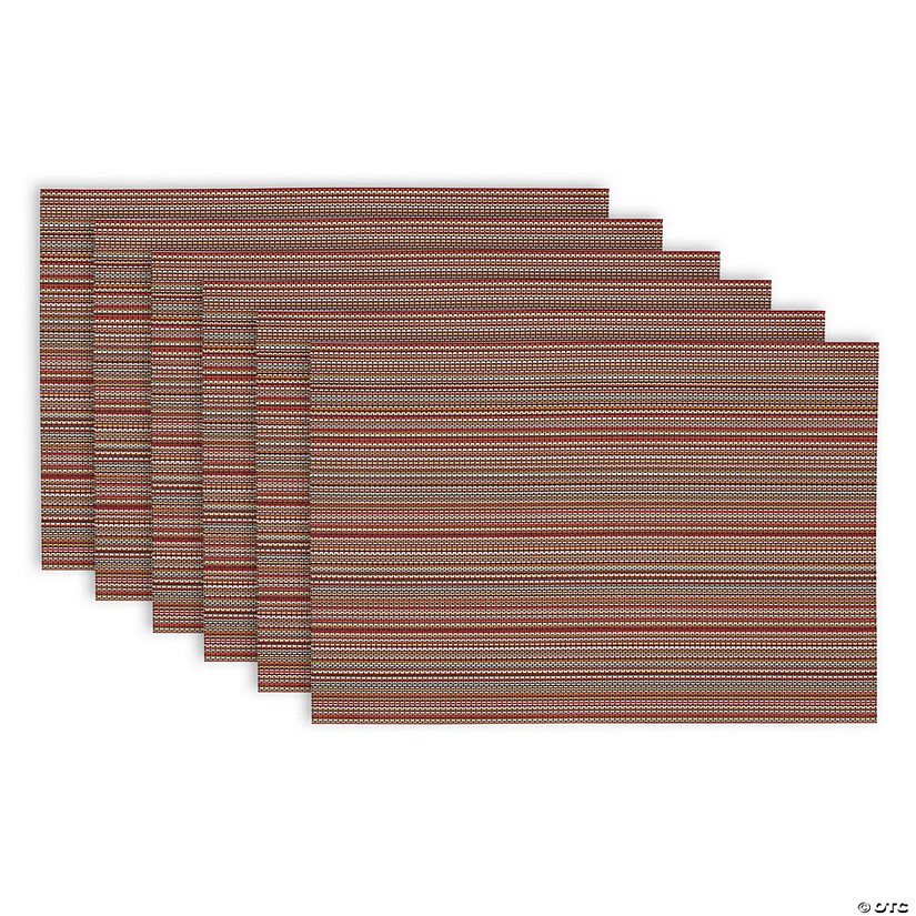 Tango Red Pvc Micro Stripe Placemat (Set Of 6) Image