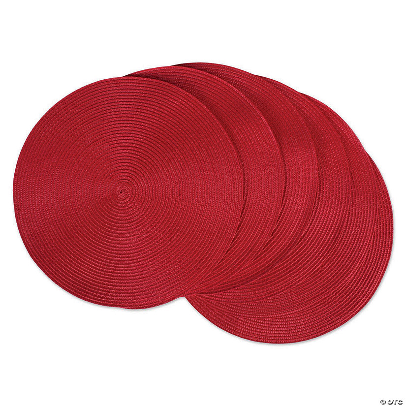 Tango Red Round Polypropylene Woven Placemat (Set Of 6) Image
