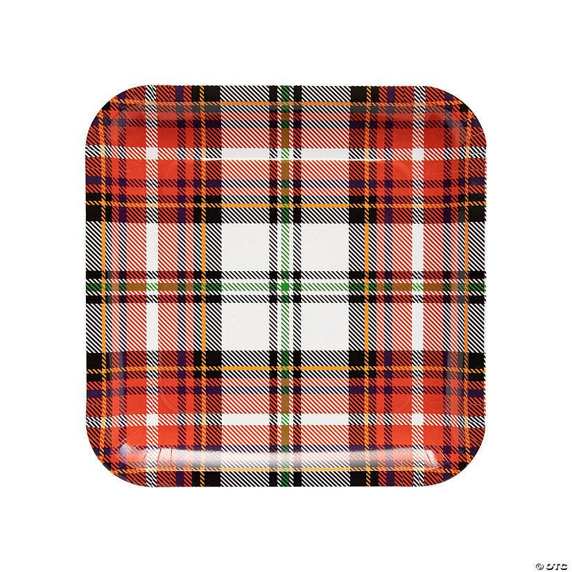 Tartan Plaid Square Paper Dinner Plates - 8 Ct. Image