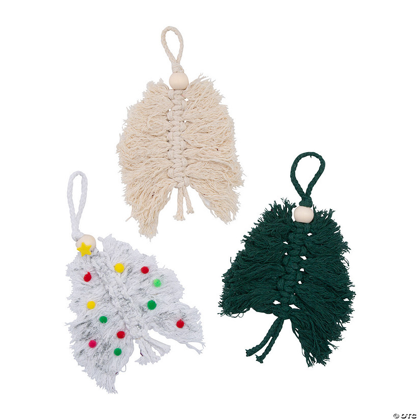 Tassel Tree with Wood Bead Christmas Ornament Craft Kit - Makes 3 Image