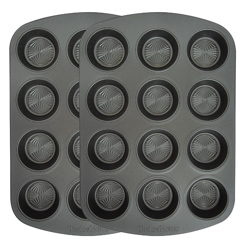 Taste of Home Set of 2 - 12-cup Non-Stick Metal Muffin Pan Image