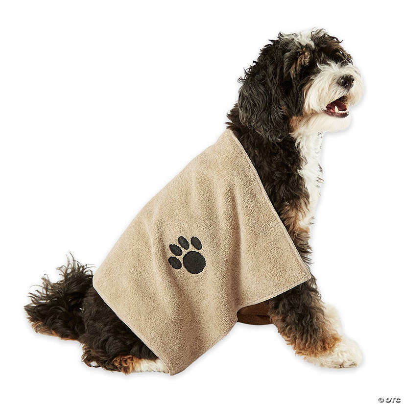 Taupe Embroidered Paw Small Pet Towel (Set Of 3) Image