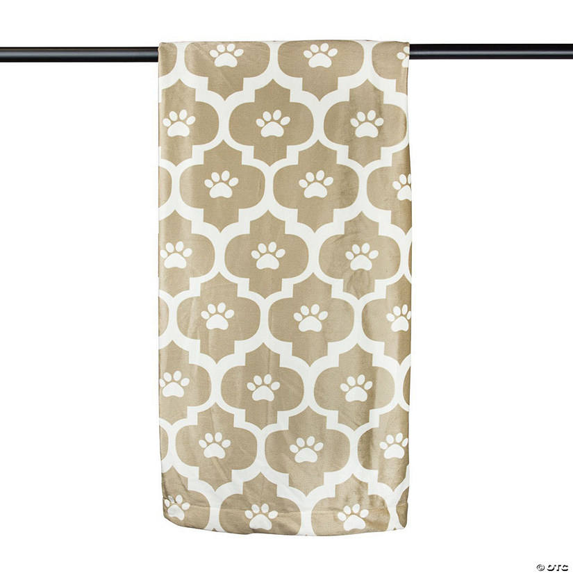 Taupe Moraccan Paw Print Pet Blanket Large Image