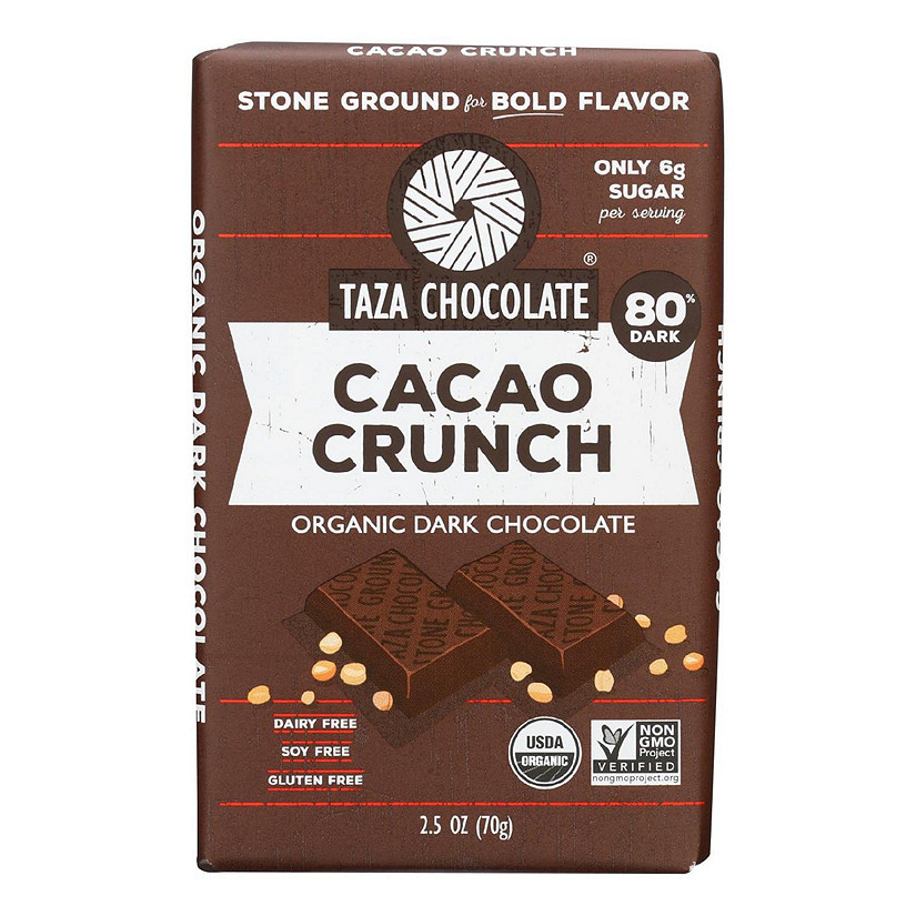 Taza Chocolate Stone Ground Organic Dark Chocolate Bar - Cacao Crunch - Case of 10 - 2.5 oz. Image