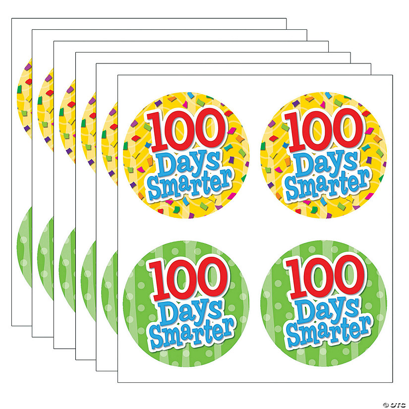 Teacher Created Resources&#174; 100 Days Smarter Self-Adhesive Badges, 32 Per Pack, 6 Packs Image