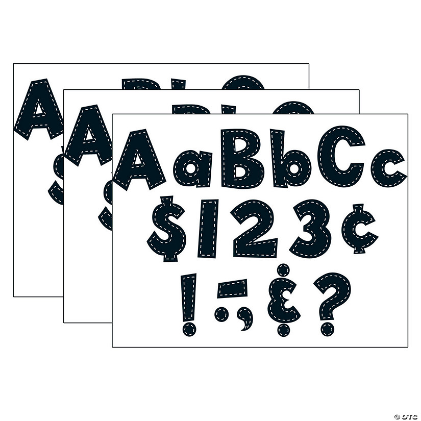 Teacher Created Resources 4" Fun Font Letters, Black Stitch, 160 Pieces Per Pack, 3 Packs Image