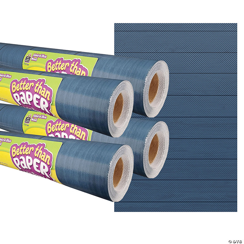 Teacher Created Resources Admiral Blue Wood Better Than Paper Bulletin Board Roll, 4' x 12', Pack of 4 Image