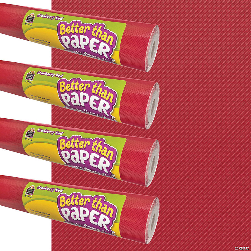 Teacher Created Resources Better Than Paper Bulletin Board Roll, 4' Proper 12', Cranberry Red, 4-Pack Image