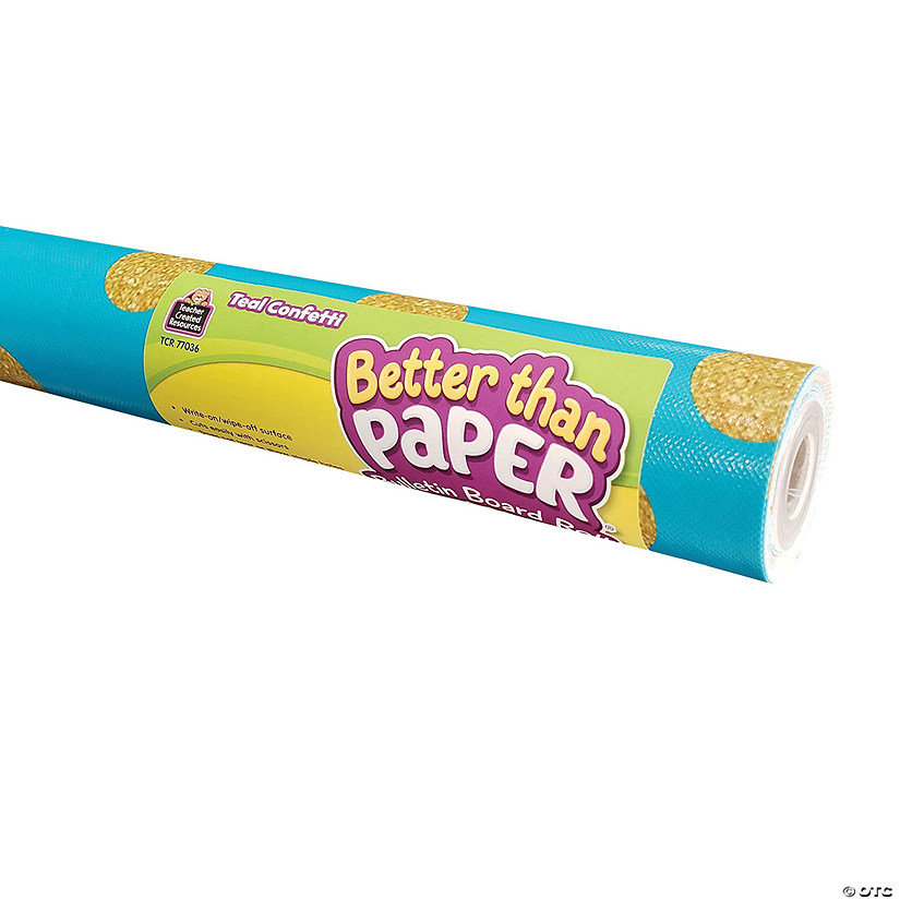 Teacher Created Resources Better Than Paper&#174; Bulletin Board Roll, 4' x 12', Teal Confetti, Pack of 4 Image