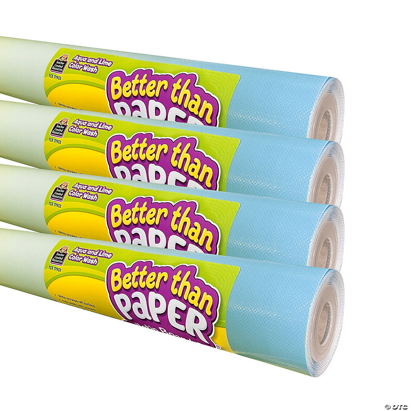 Teacher Created Resources Better Than Paper Bulletin Board Roll, Agua and Lime Color Wash, 4-Pack Image