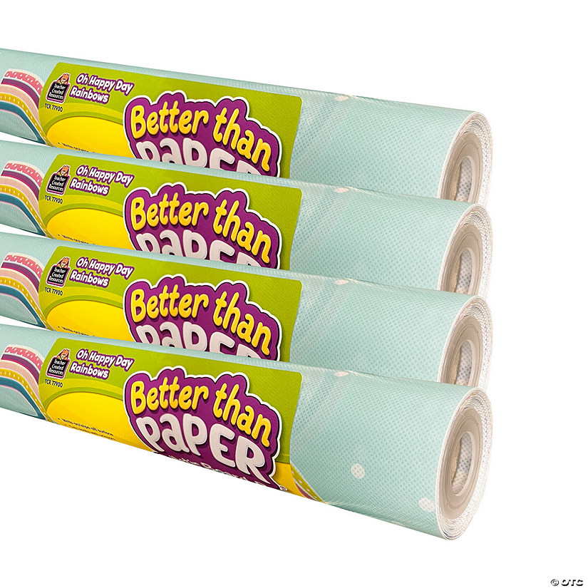 Teacher Created Resources Better Than Paper Bulletin Board Roll, Oh Happy Day Rainbows, 4-Pack Image