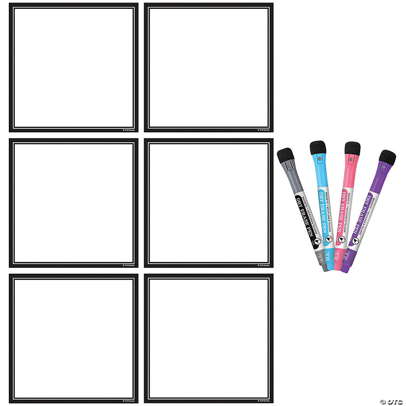 Teacher Created Resources Black & White Dry-Erase Magnetic Square Notes Image