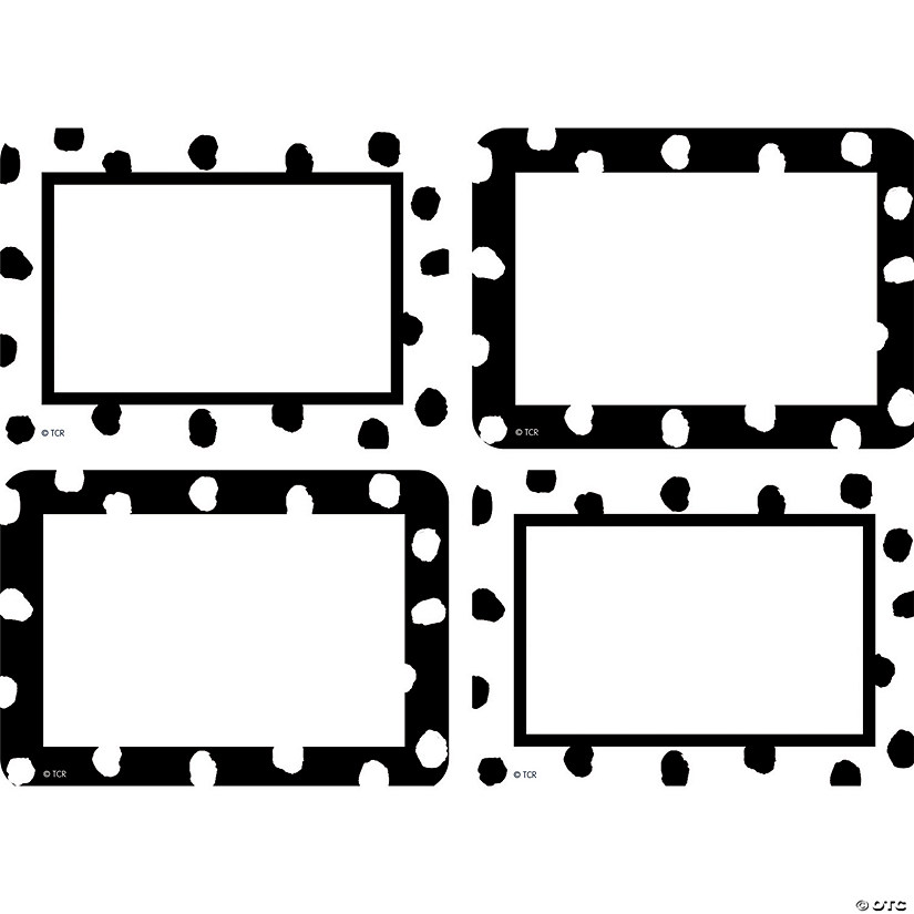 Teacher Created Resources Black and White Painted Dots Name Tags/Labels - Multi-Pack - 36 Per Pack, 6 Packs Image