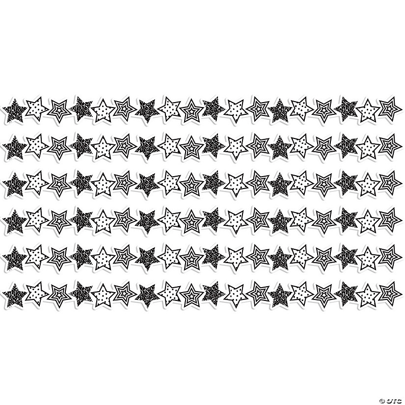 Teacher Created Resources Black and White Stars Die-Cut Border Trim, 35 Feet Per Pack, 6 Packs Image