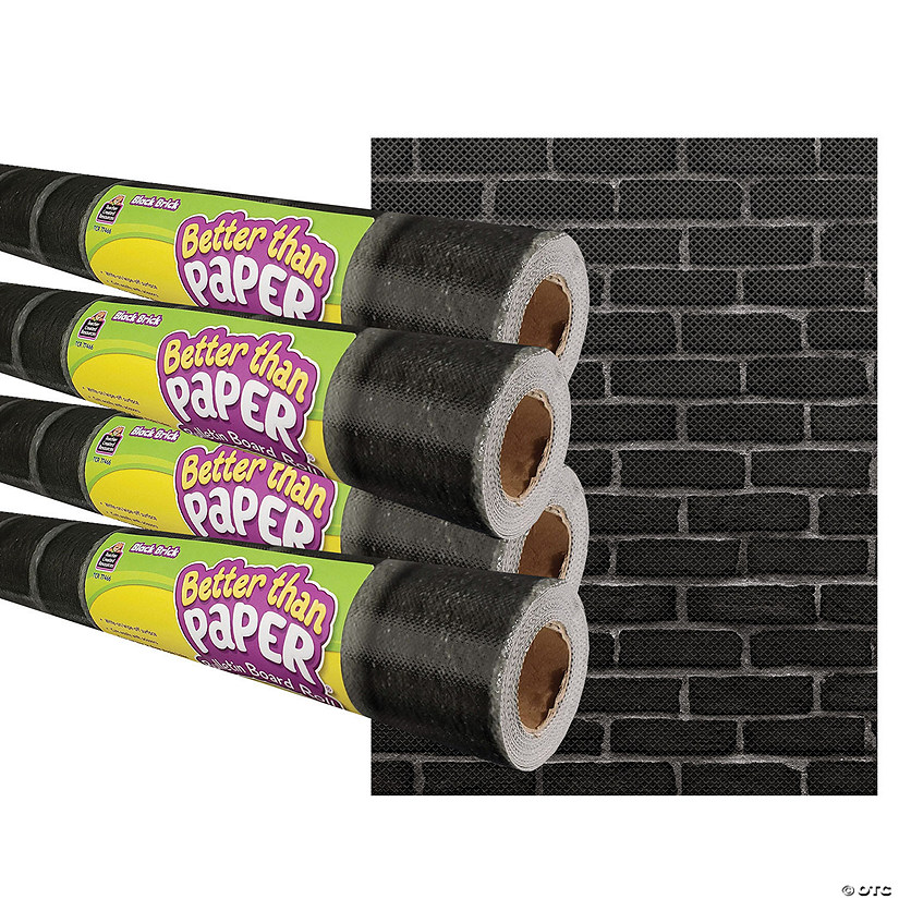 Teacher Created Resources Black Brick Better Than Paper Bulletin Board Roll, 4' x 12', Pack of 4 Image
