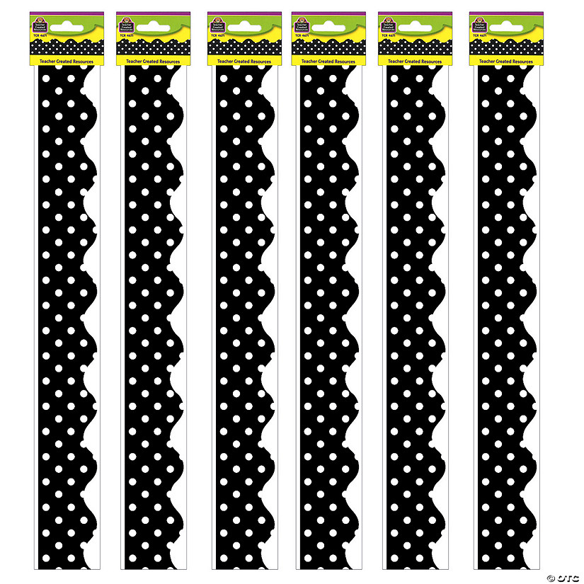 Teacher Created Resources Black Mini Polka Dots Border Trim, 35 Feet Per Pack, 6 Packs Image